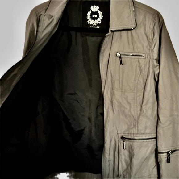 Utility Jacket by Cino Beige Waterproof Zipper Pockets & Sleeves Wm Sz L NWOT - Picture 5 of 12